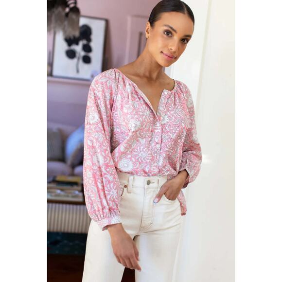EMERSON FRY Frances Blouse in Devina Flowers Pink NWT $128 - Picture 2 of 2